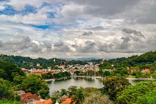 top view of kandy city with kandy lake visible